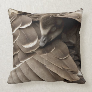 Little Gosling Under Mom's Wing Throw Pillow