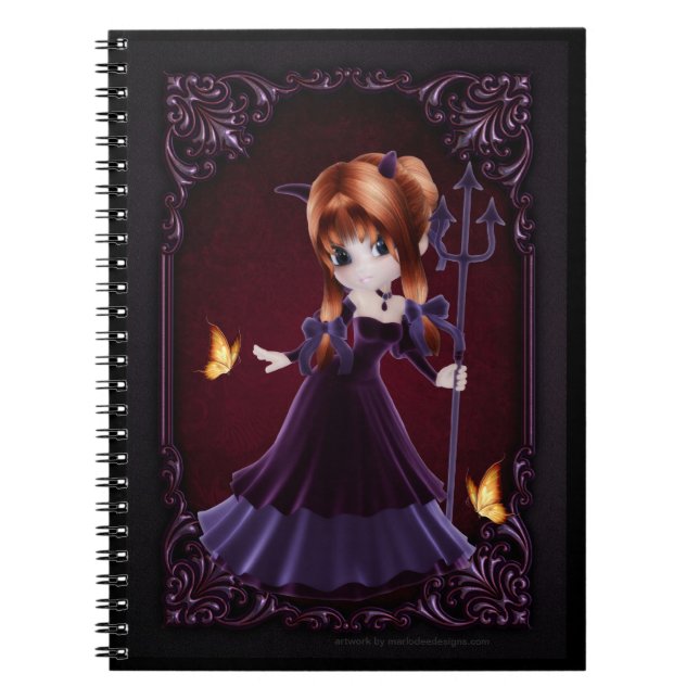 Little Goth Devil Girl Design 5 Note Book (Front)