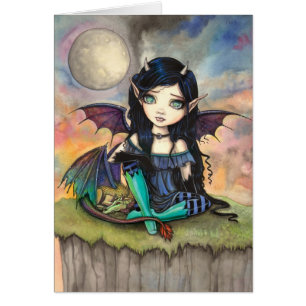 Little Gothic Fairy and Dragon Fantasy Art