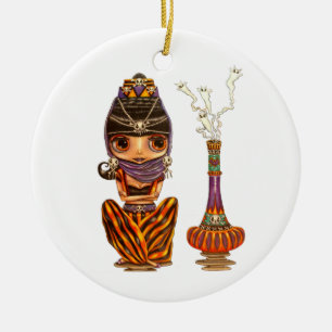 Little Gothic Genie Belly Dancer Big Eyes Cute Ceramic Ornament