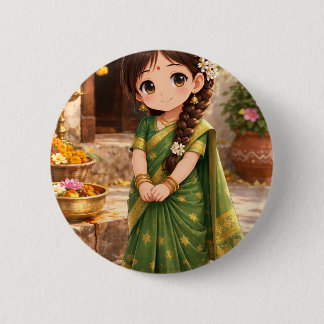 Little Grace in Green 2 Inch Round Button