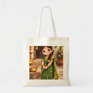 Little Grace in Green Tote Bag