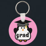 Little Grad Penguin Graduation Gift Keychain<br><div class="desc">This little penguin is all set for graduation day with his own tiny graduate cap and GRAD slogan on his belly.  Great gift for graduates from high school or college,  it can be personalized by using the designer tool.  Also perfect for kindergarten or preschool graduation.</div>