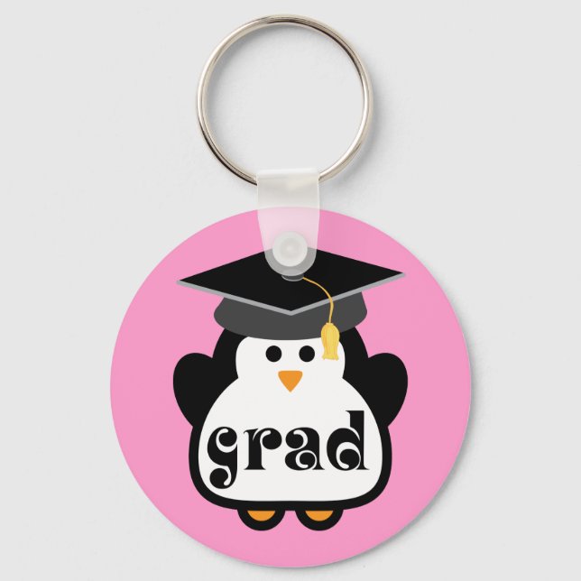 Little Grad Penguin Graduation Gift Keychain (Front)