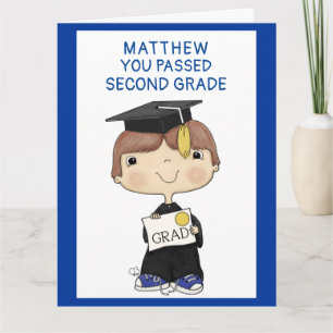 Little Graduate Boy Brown Hair Big Card
