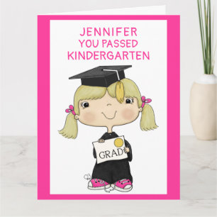 Little Graduate Girl Blond Hair Big Card