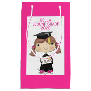 Little Graduate Girl Brown Hair Small Gift Bag