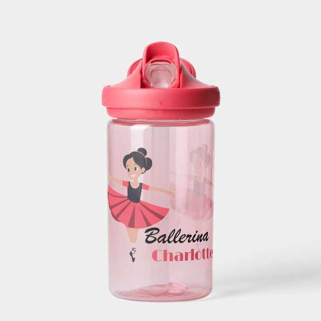Little Grapefruit Happy  Ballerina Personalized Water Bottle (Front)
