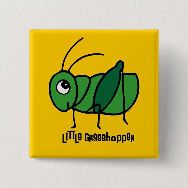 Little Grasshopper 2 Inch Square Button (Front)