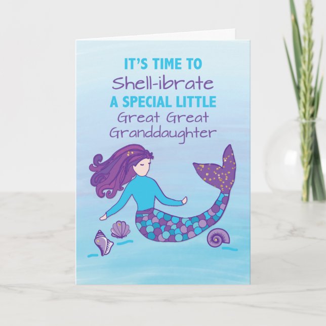 Little Great Great Granddaughter Birthday Mermaid Card (Front)