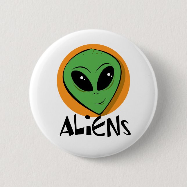 Little Green Alien 2 Inch Round Button (Front)