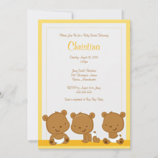 Little Green Bears Baby Shower Invitation