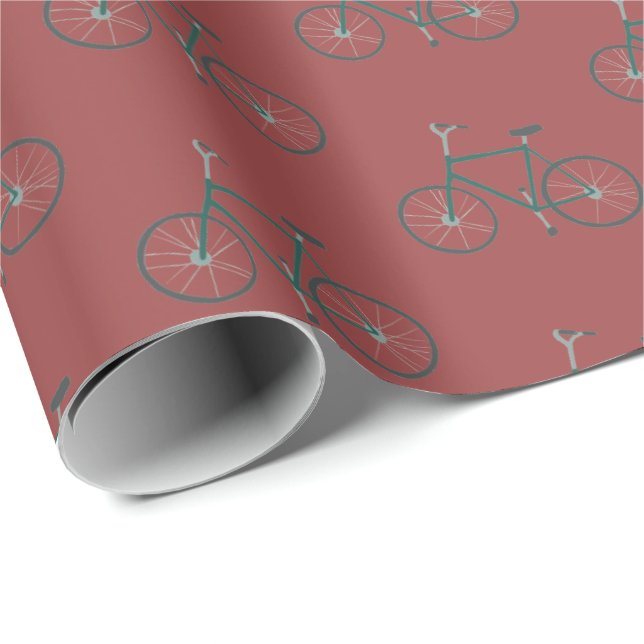 Little Green Bicycles Pattern Xmas Gift Wrap (Roll Corner)