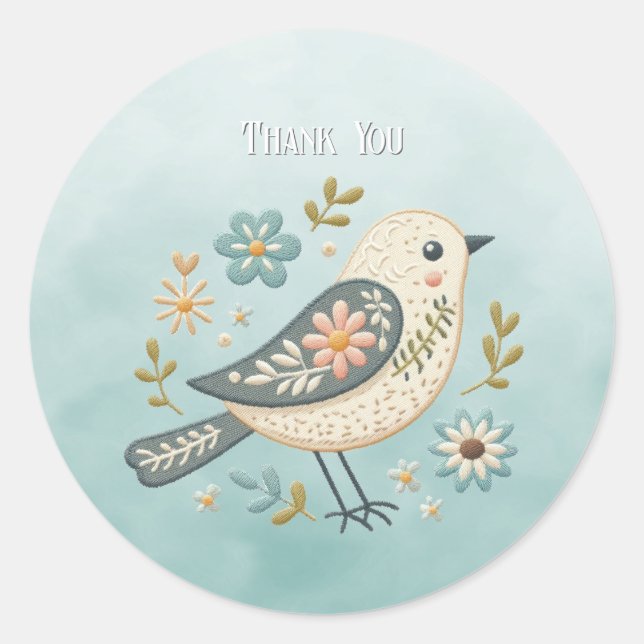 Little Green Bird Floral Sticker (Front)