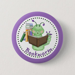 Little Green Bookworm 2 Inch Round Button