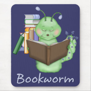 Little Green Bookworm Mouse Pad