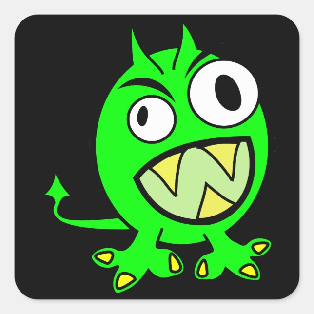 Little Green Devil Square Sticker (Front)