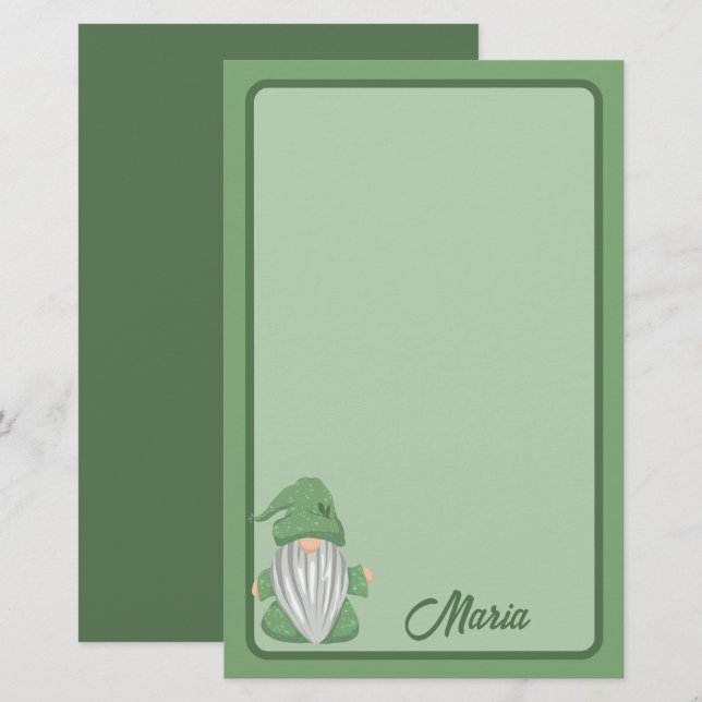 Little Green Gnome Detailed Stationery (Front/Back)