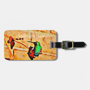 Little green hummingbird luggage tag