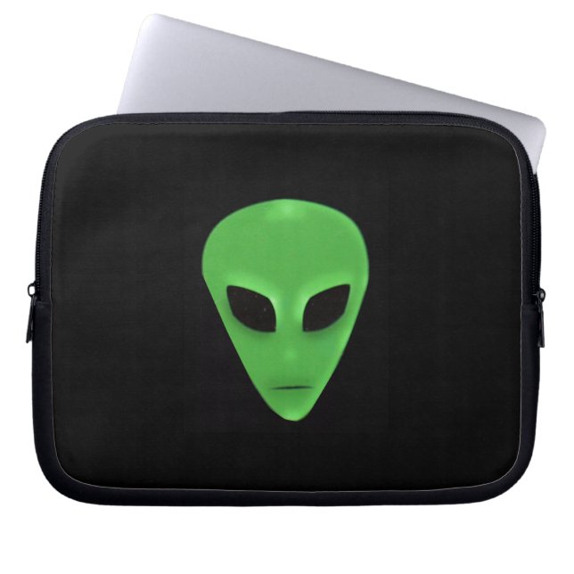 Little Green Man Alien Face Laptop Sleeve (Front)