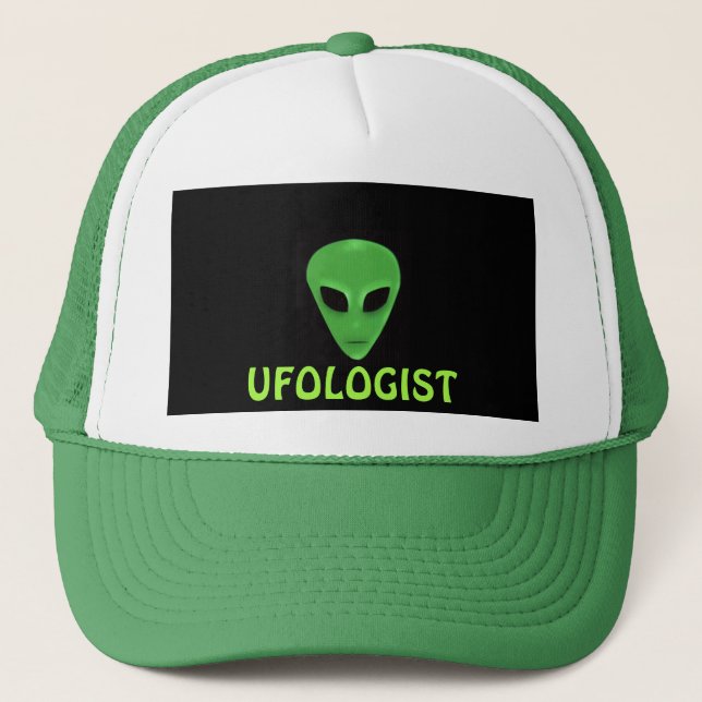 Little Green Man Alien Face Trucker Hat (Front)