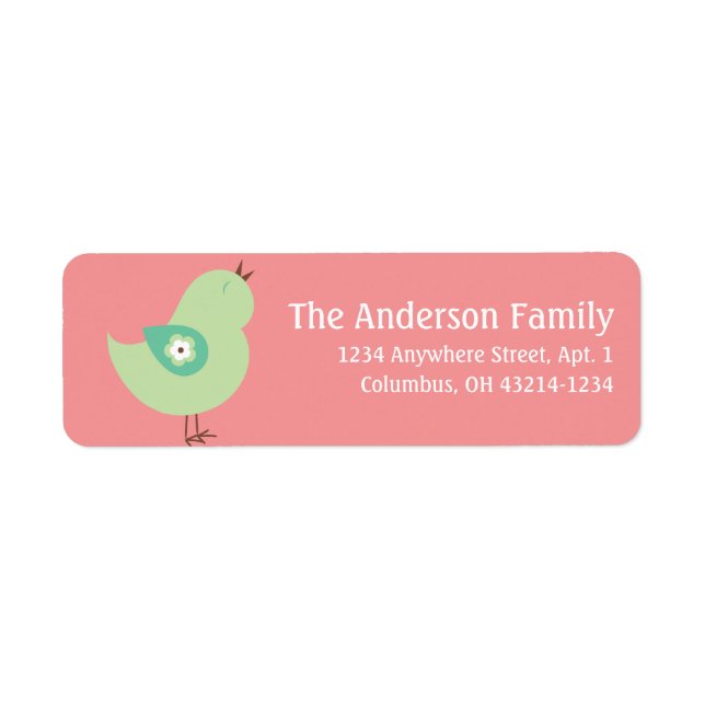 Little Green Spring Season Bird Address Labels (Front)