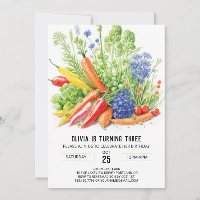  Little Green Thumbs Birthday Invitation (Front)