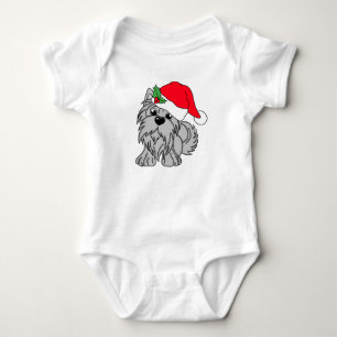 Little Grey Christmas Doggie Baby Jersey Bodysuit