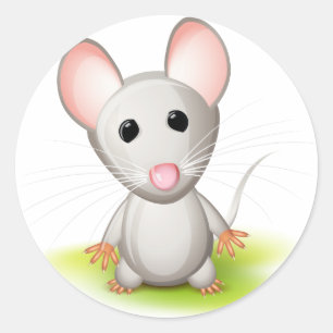 Little grey mouse classic round sticker