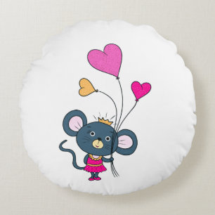 Little grey mouse round pillow