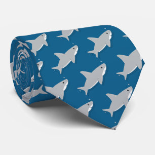 Little Grey Shark Cartoon Novelty Tie