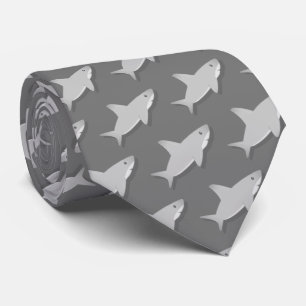 Little Grey Shark Cartoon Pattern Tie