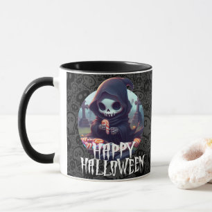 Little Grim Reaper With Candy Happy Halloween Mug