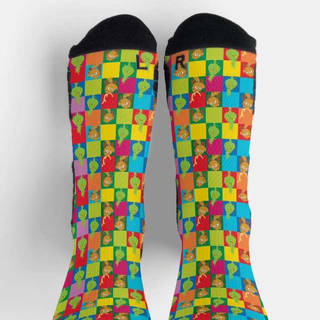 Little Grinch Colourful Colour Block Pattern Socks (Top)