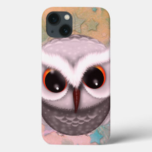 Little Grumpy Horned Owl Illustration iPhone 13 Case