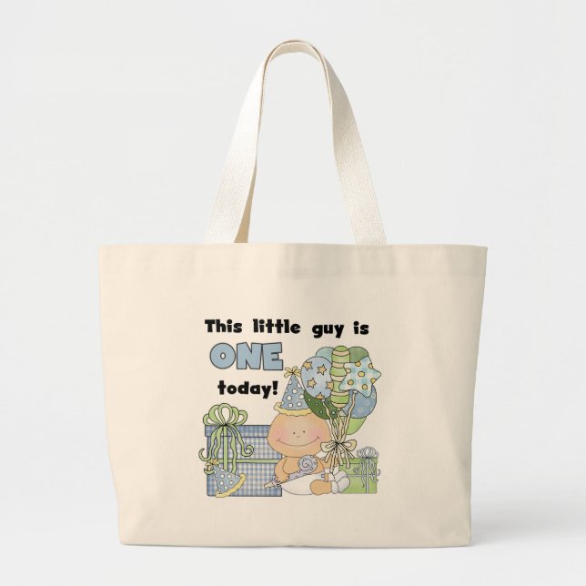 Little Guy is One Tshirts and Gifts Large Tote Bag (Front)