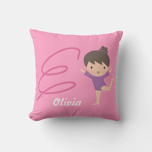 Little Gymnast Girl Gymnastics Room Decor Throw Pillow (Front)