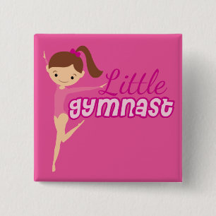 Little Gymnast (pink) 2 Inch Square Button
