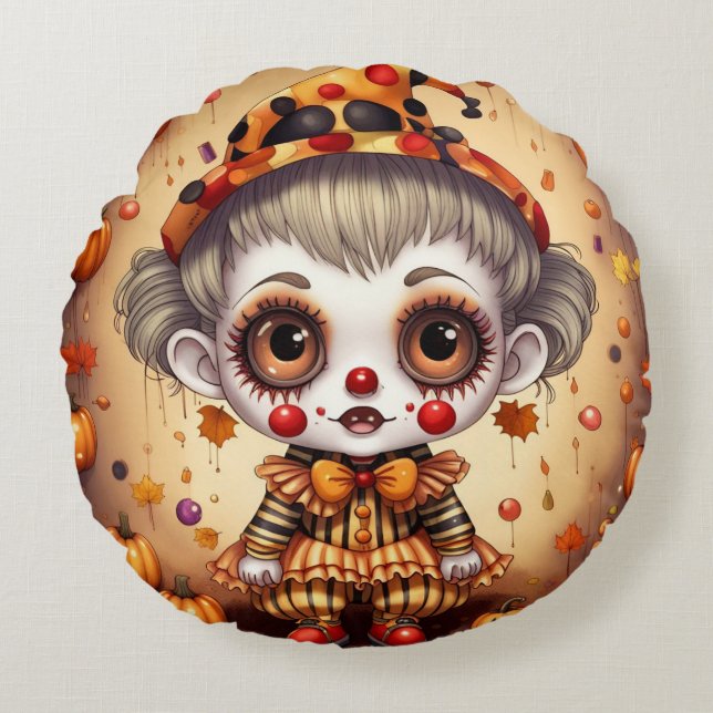Little Halloween Clown 2 Round Pillow (Front)