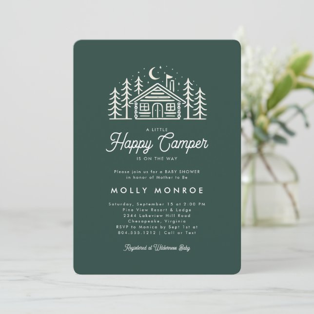 Little Happy Camper Baby Shower Invitation  (Standing Front)