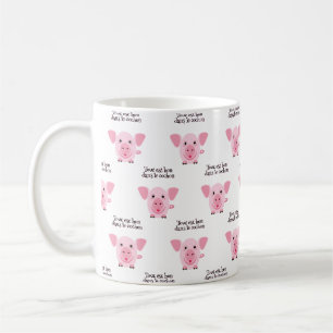 Little happy cute pink pig coffee mug
