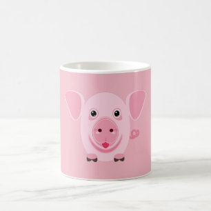 Little happy cute pink pig coffee mug