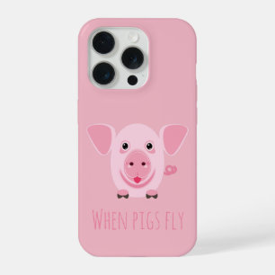Little happy cute pink pig iPhone 15 pro case