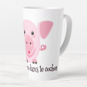 Little happy cute pink pig latte mug