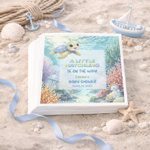 Little Hatchling Sea Turtle Ocean Baby Shower Napkin