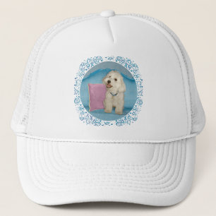 Little Havanese on Turquoise Sofa Trucker Hat