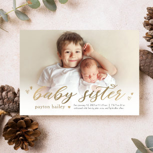 Little Hearts Baby Sister Birth Announcement
