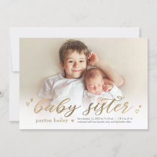 Little Hearts Baby Sister Faire-part de naissance