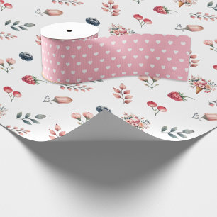 Little Hearts On Pink Ribbon Grosgrain Ribbon