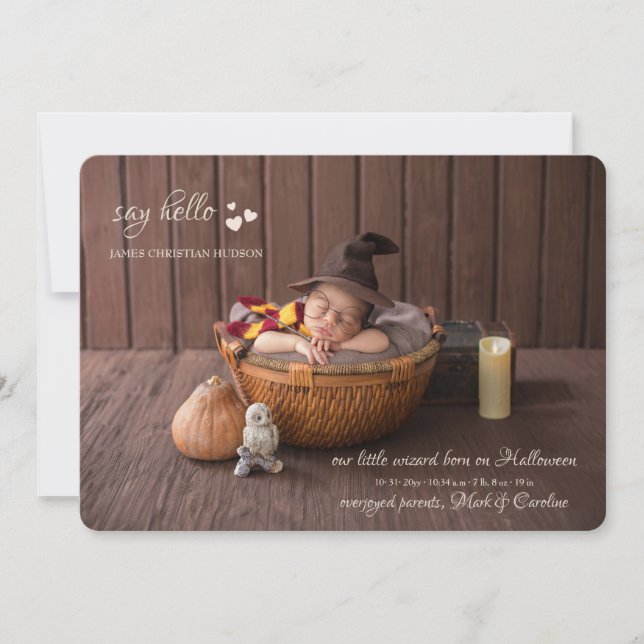 Little Hearts Photo Birth Announcement (Front)